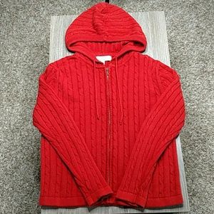 Eddie Bauer Knit Hooded Full Zip Up Sweater
